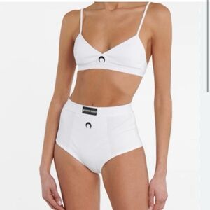 Marine Serre White Bikini with Black Crescent Detail